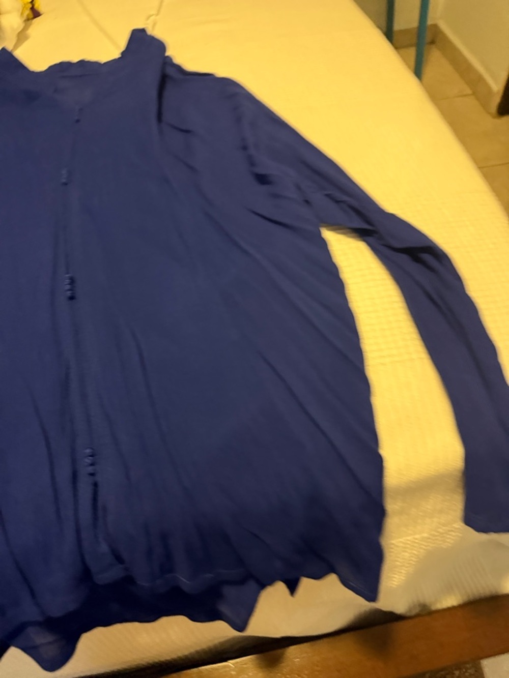 Navy Pleated Button-Front Blouse from marruecos - Picture 6 of 8